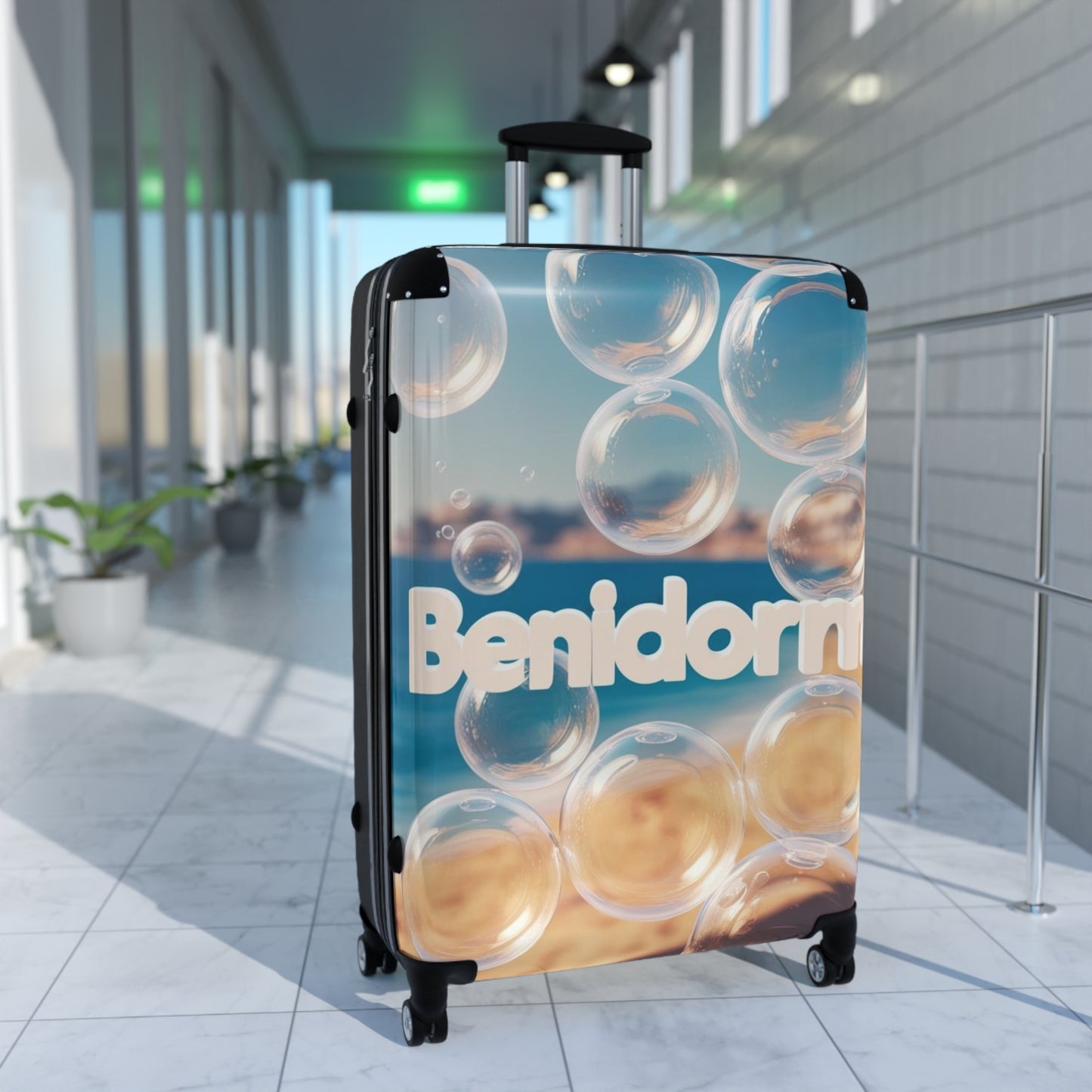 Benidorm Bubble Design Suitcase - Stylish Travel Luggage for Beach Lovers