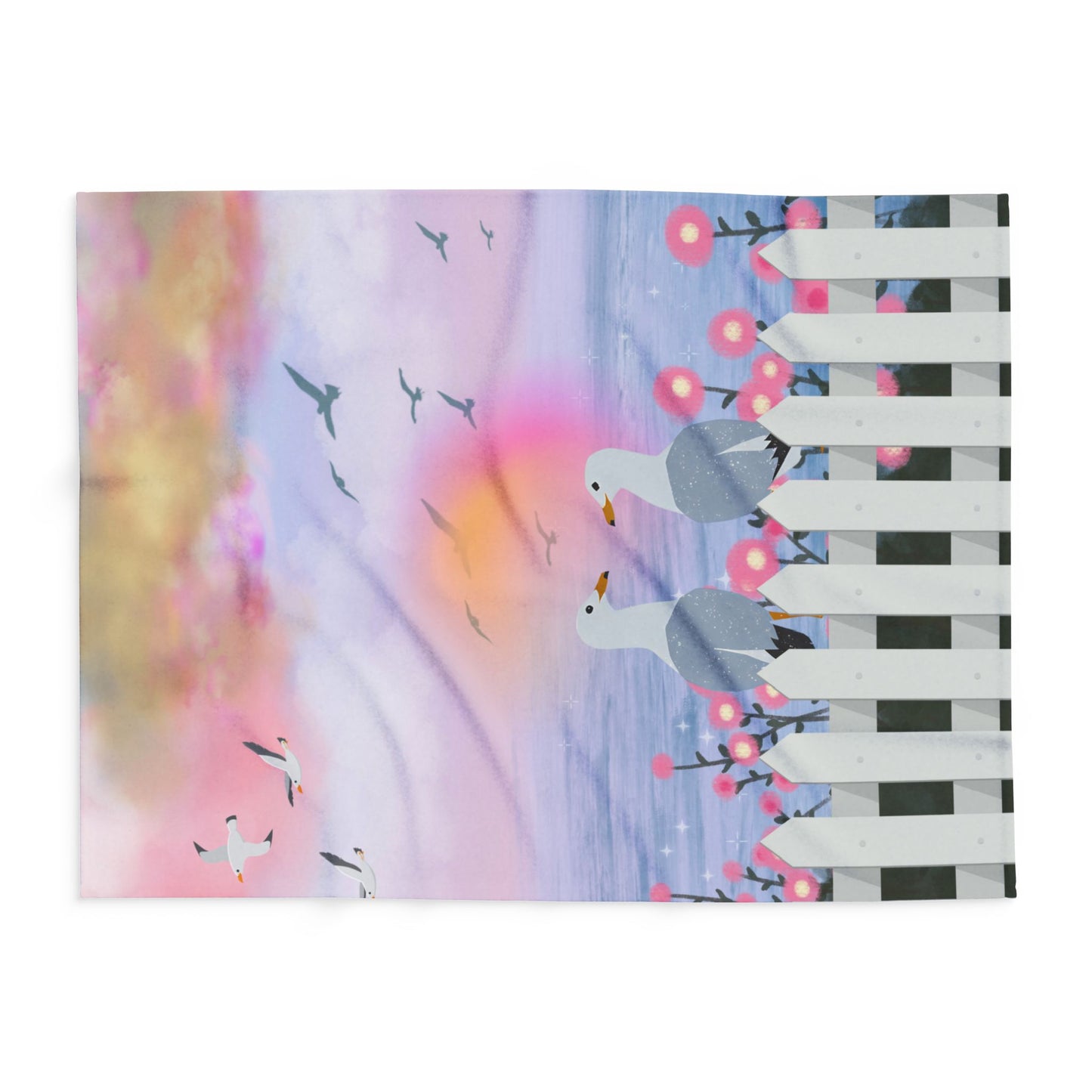 Serene Seagull Arctic Fleece Blanket, Cozy Throw for Home, Beach Decor, Gift for Nature Lovers, Soft Cover for Seasons