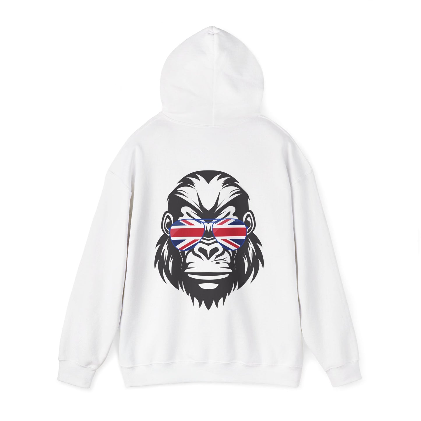 Union Jack Gorilla Hoodie - Fun British Sweatshirt for Street Style, Gift for Animal Lovers, Unique Unisex Clothing