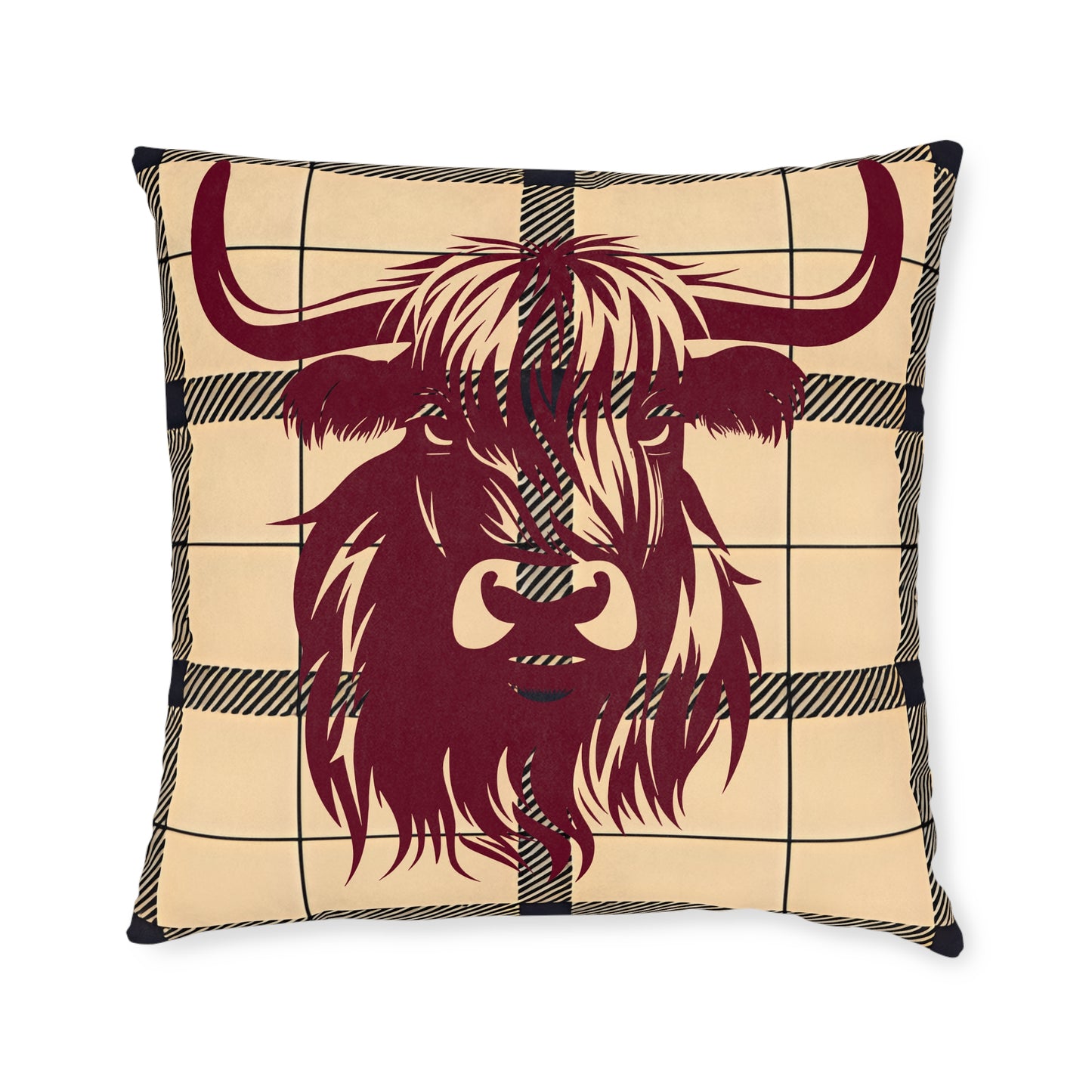 Highland Cow Square Pillow, Cozy Animal Decor, Rustic Home Accent, Farmhouse Gift, Perfect for Couches and Bedrooms