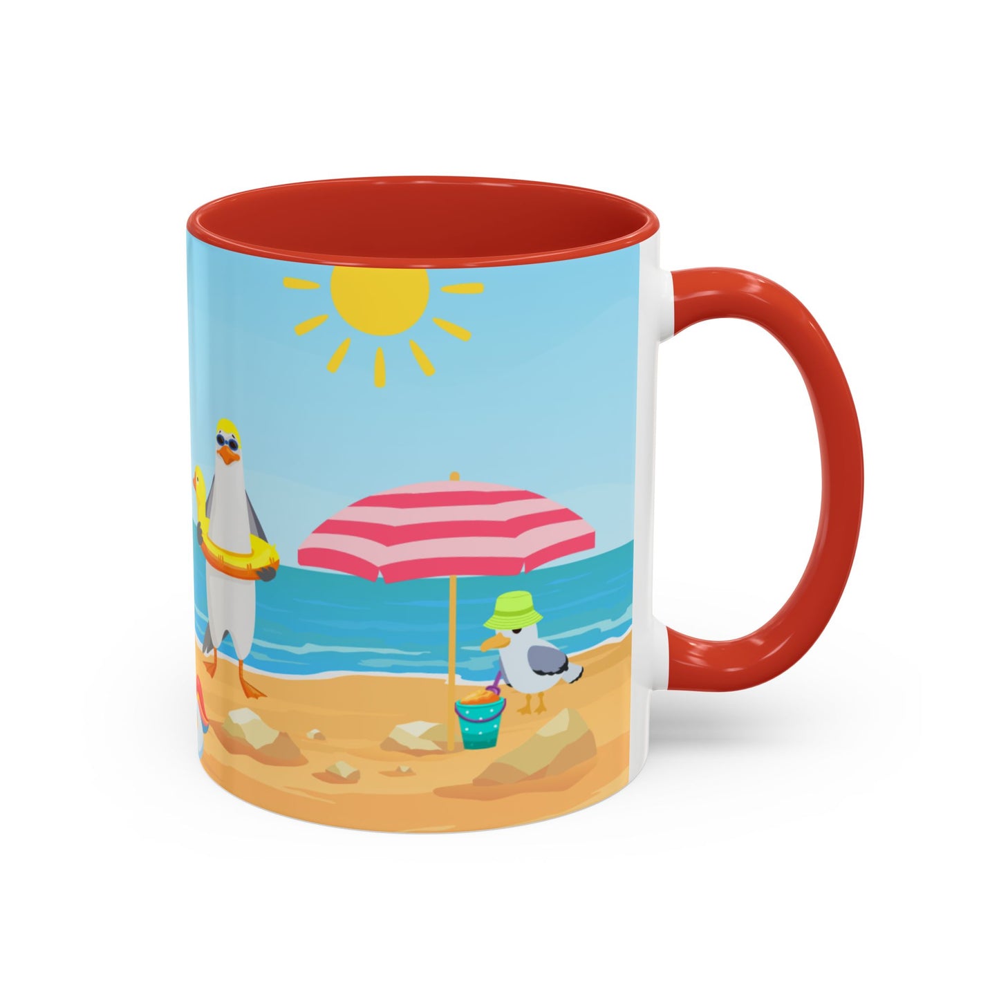 Beach Vibe Coffee Mug, Fun Summer Mug, Seagull Design Mug, Cute Gift for Beach Lovers, Tropical Drinkware