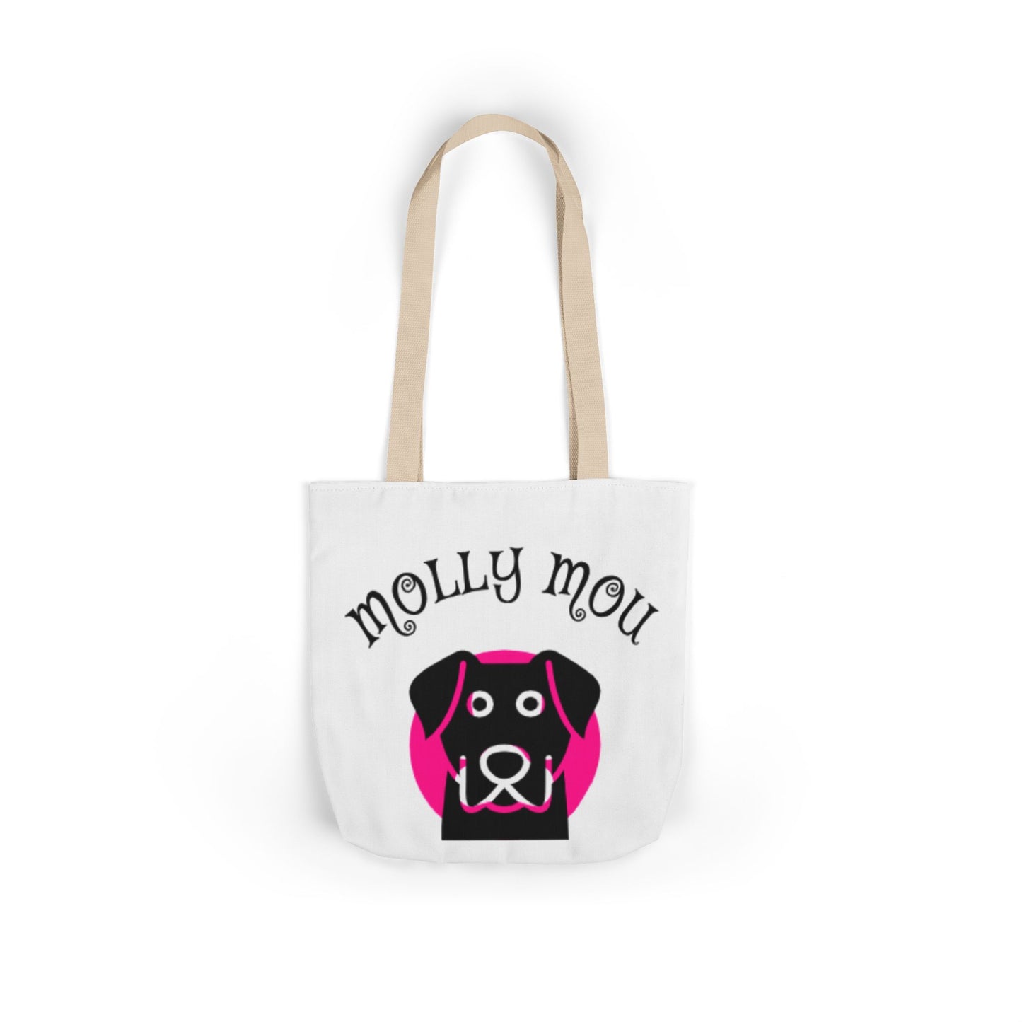 Personalized Dog Lover Canvas Tote Bag - Molly Mou Design with 5-Color Straps