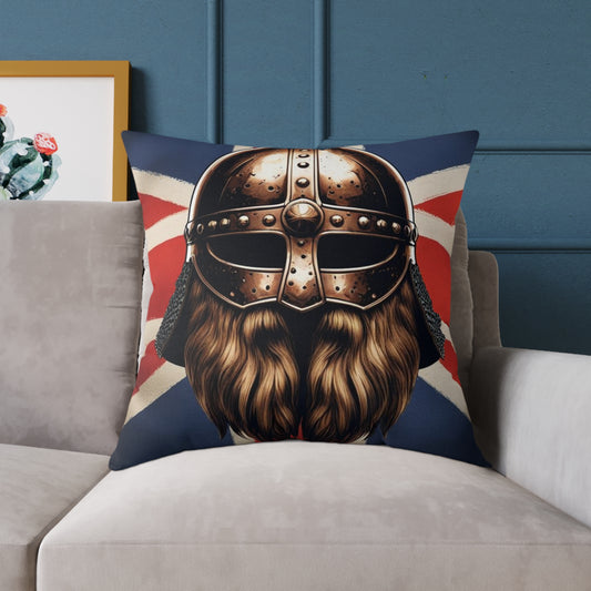 Viking-Themed Square Poly Canvas Pillow, Decorative Cushion, Home Decor, Gift for History Buffs, English Heritage