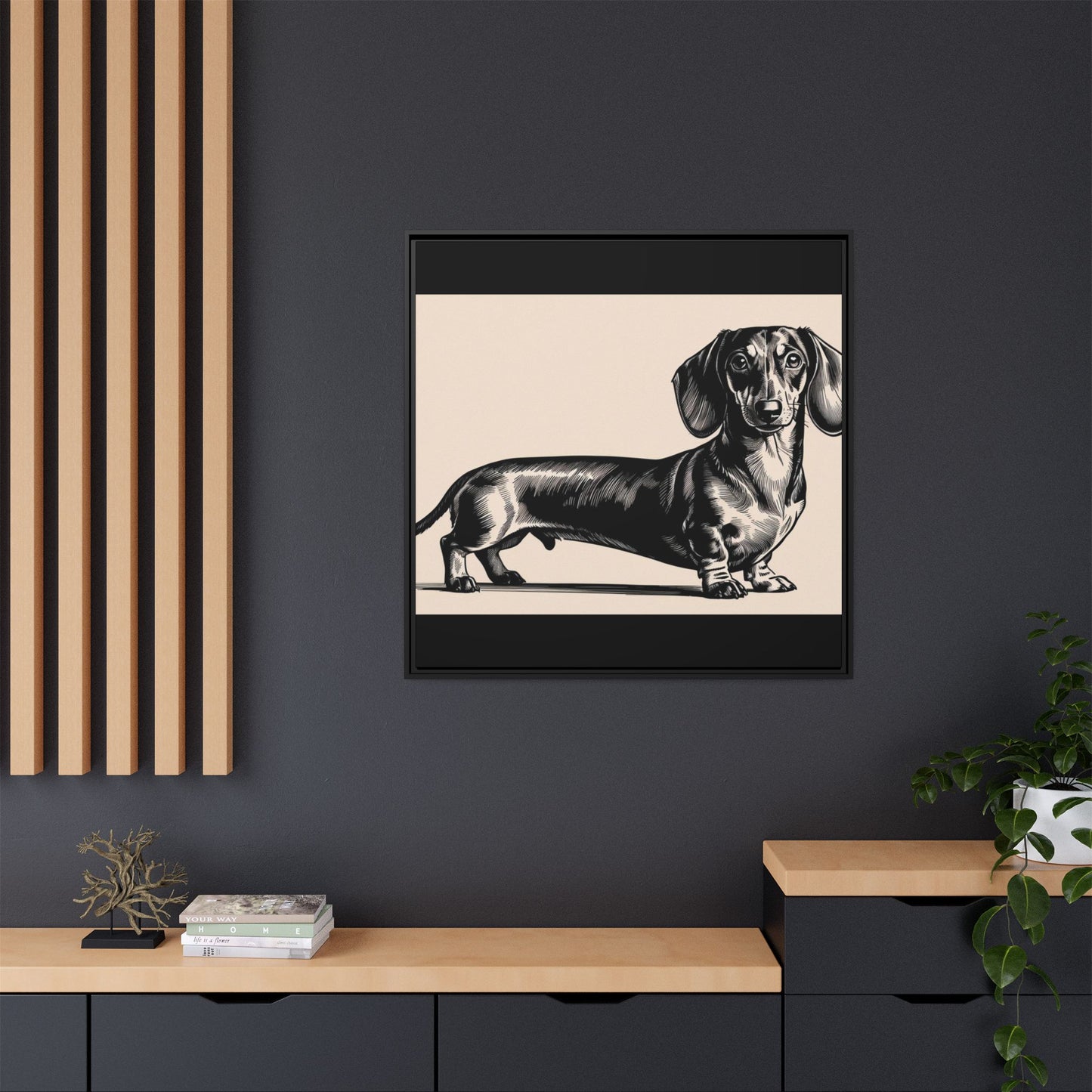 Dachshund Art Print - Charming Framed Canvas Decor for Dog Lovers