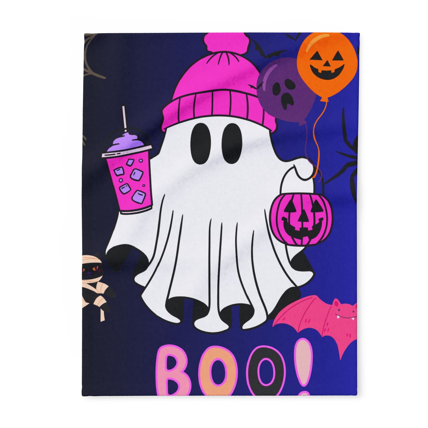Spooky Ghost Fleece Blanket, Cozy Halloween Decor, Boo Blanket, Cozy Throw, Kids’ Halloween Gift, Fall Home Essentials