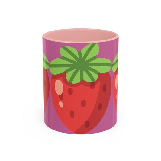Playful Strawberry Accent Coffee Mug - Cute Kitchenware for Fruit Lovers