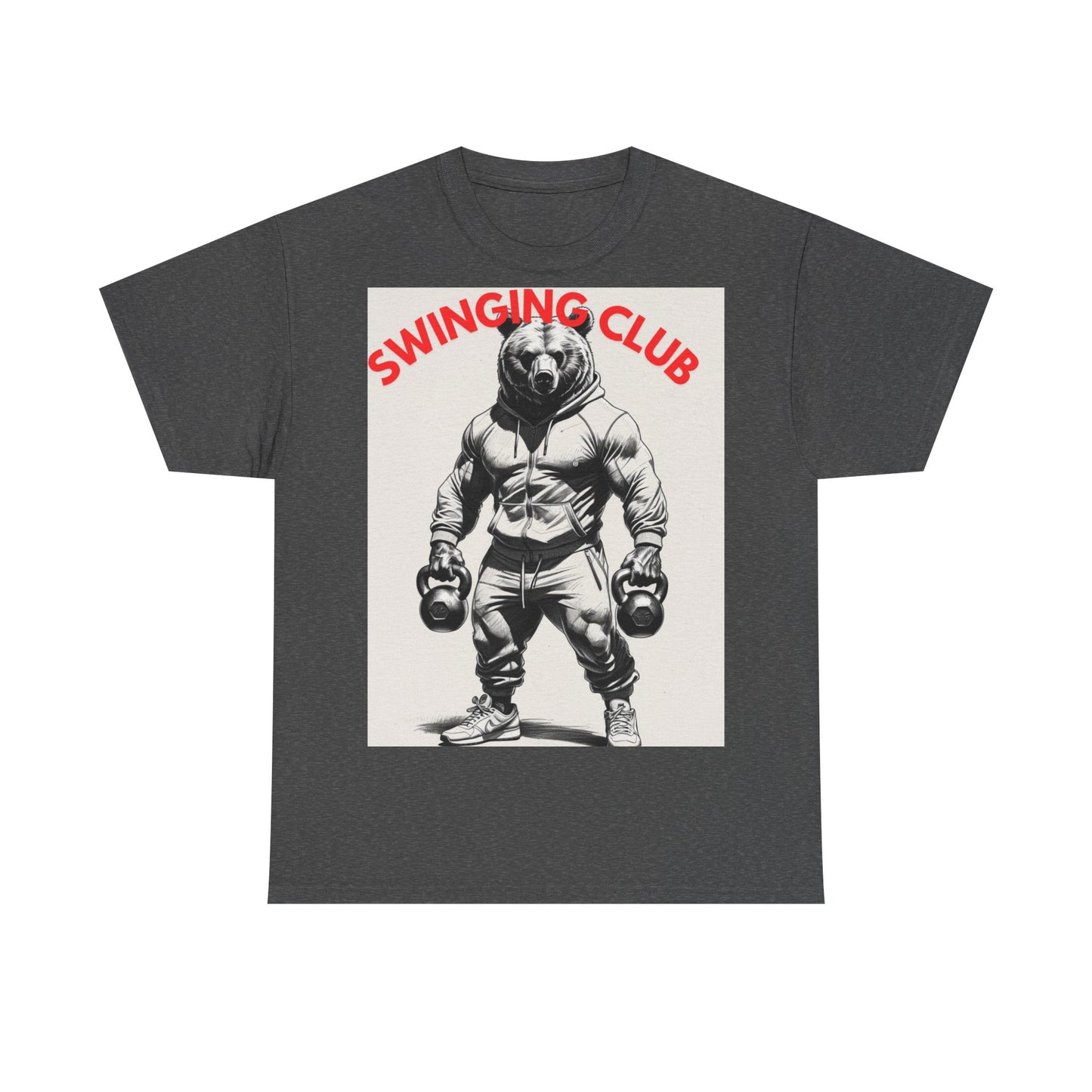 Unisex Heavy Cotton Tee - Swinging Club Graphic Tee, Fitness Apparel, Gym Shirt, Sporty Casual Wear, Gift for Gym Lovers