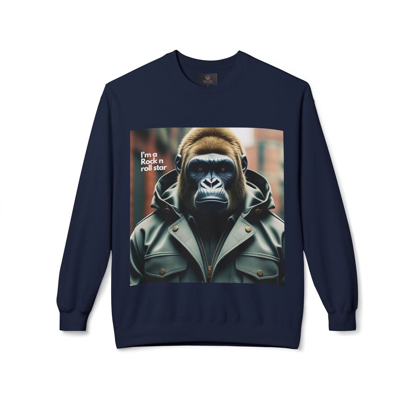 Rockin' Gorilla Sweatshirt, Unisex Fleece Crewneck, Funny Animal Apparel, Gift for Him, Casual Streetwear, Perfect for Fall