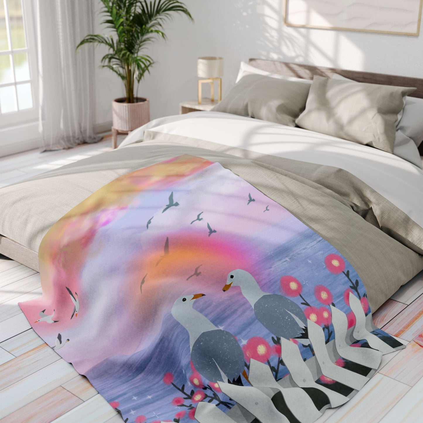 Serene Seagull Arctic Fleece Blanket, Cozy Throw for Home, Beach Decor, Gift for Nature Lovers, Soft Cover for Seasons