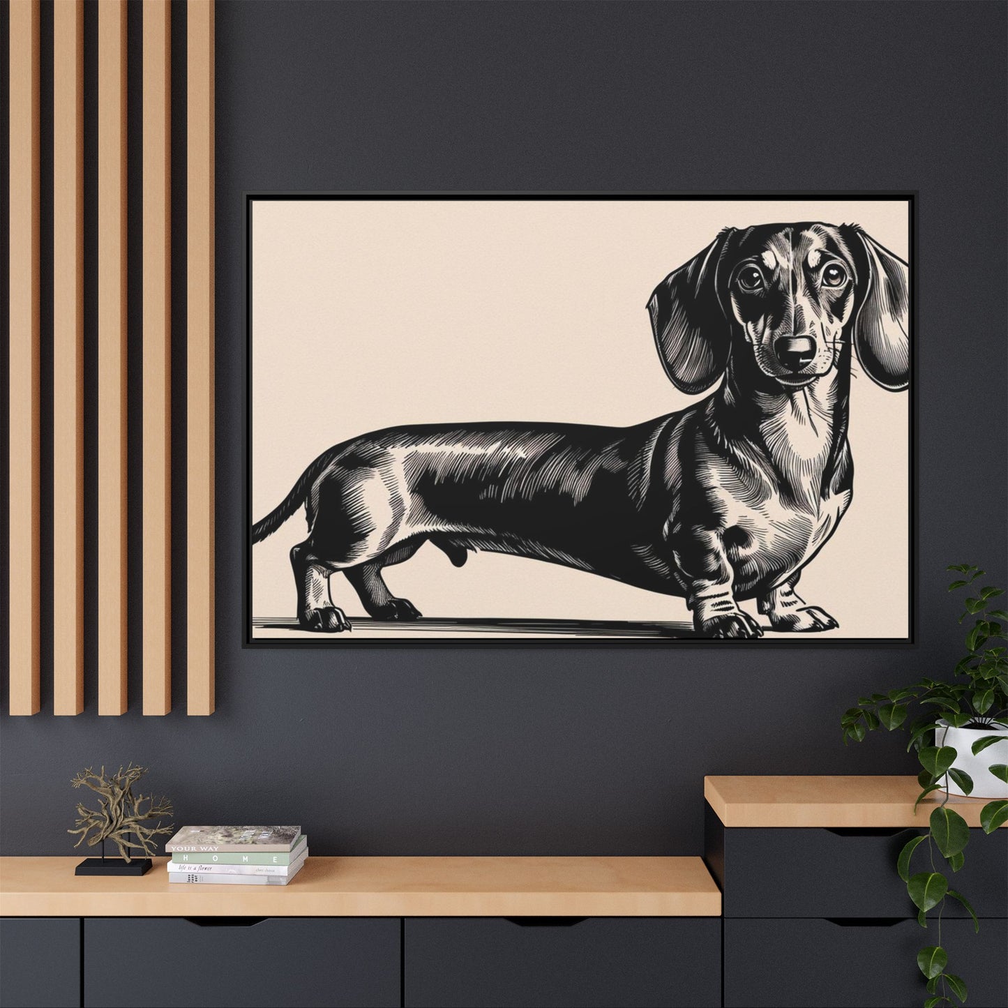 Dachshund Art Print - Charming Framed Canvas Decor for Dog Lovers