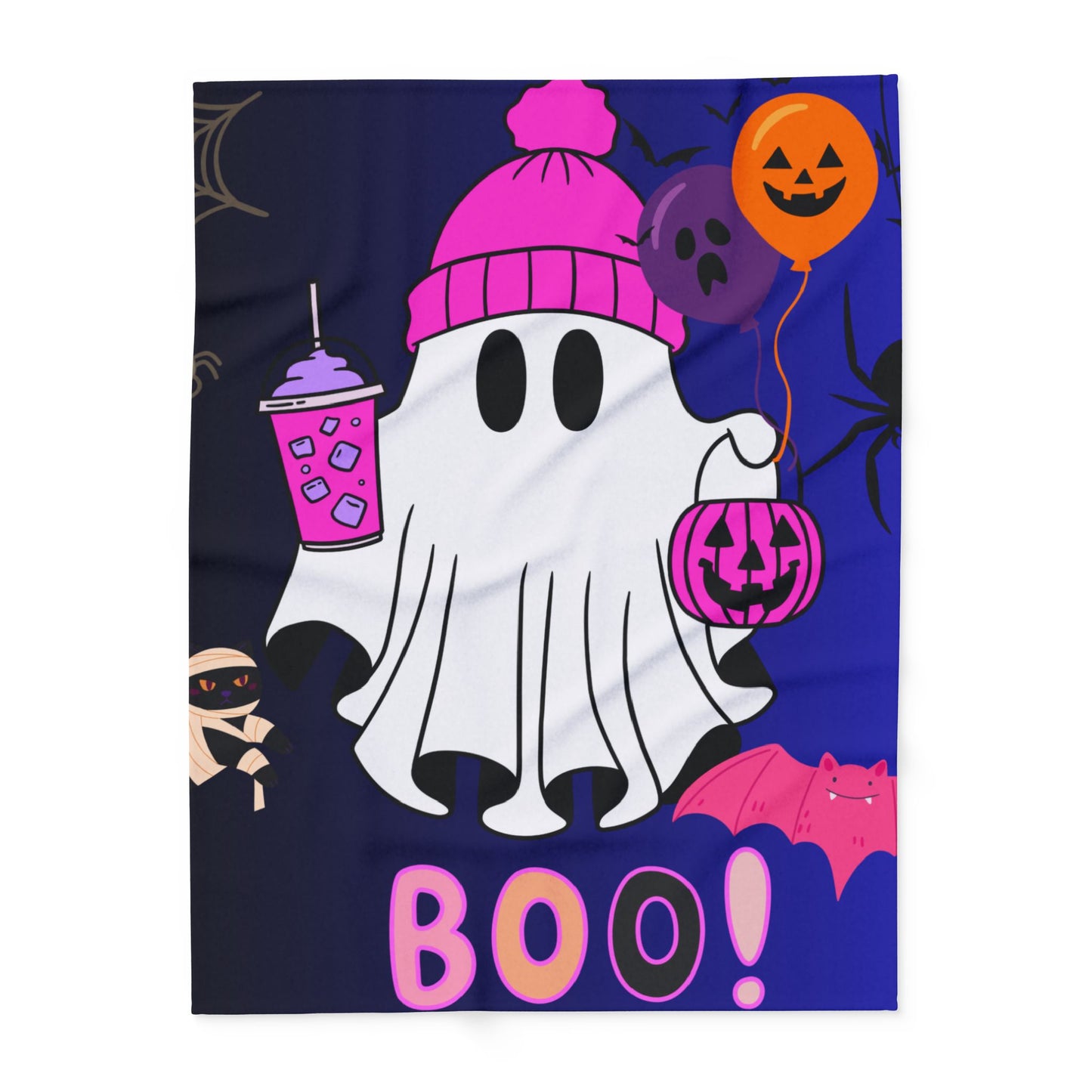 Spooky Ghost Fleece Blanket, Cozy Halloween Decor, Boo Blanket, Cozy Throw, Kids’ Halloween Gift, Fall Home Essentials