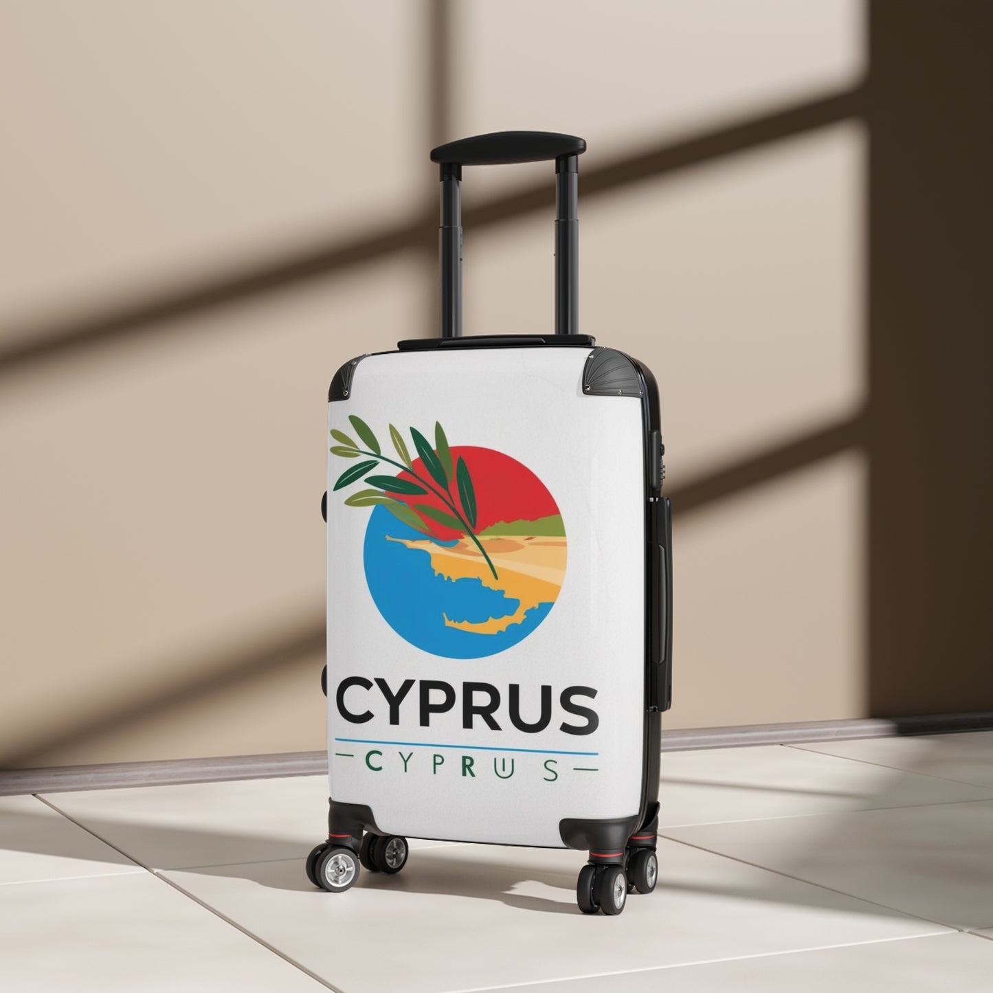 Stylish Cyprus Suitcase with Olive Branch Design - Perfect for Travel Lovers