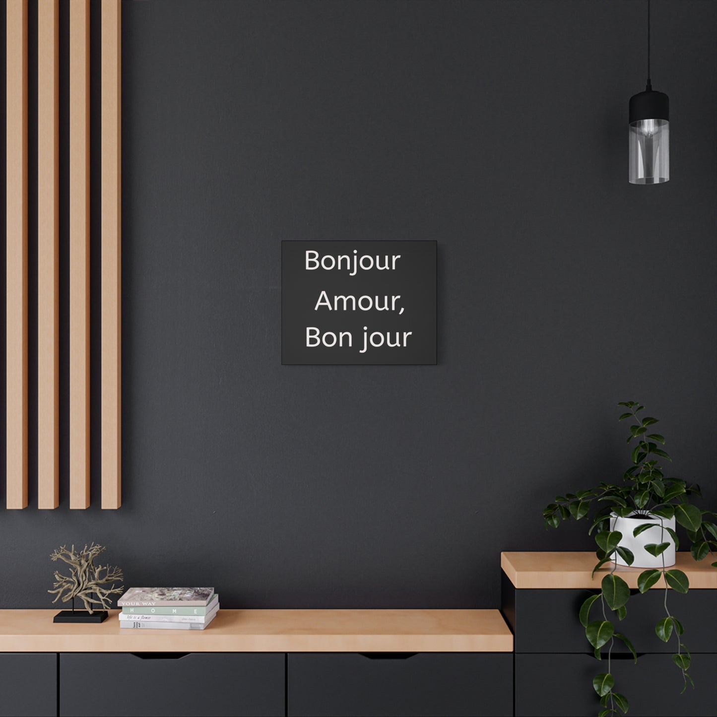 Inspirational Matte Canvas Wall Art – "Bonjour Amour, Bonjour"