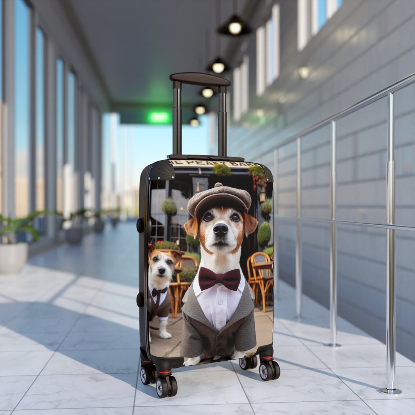 Stylish Dog Suitcase - Adorable Jack Russell in a bow tie