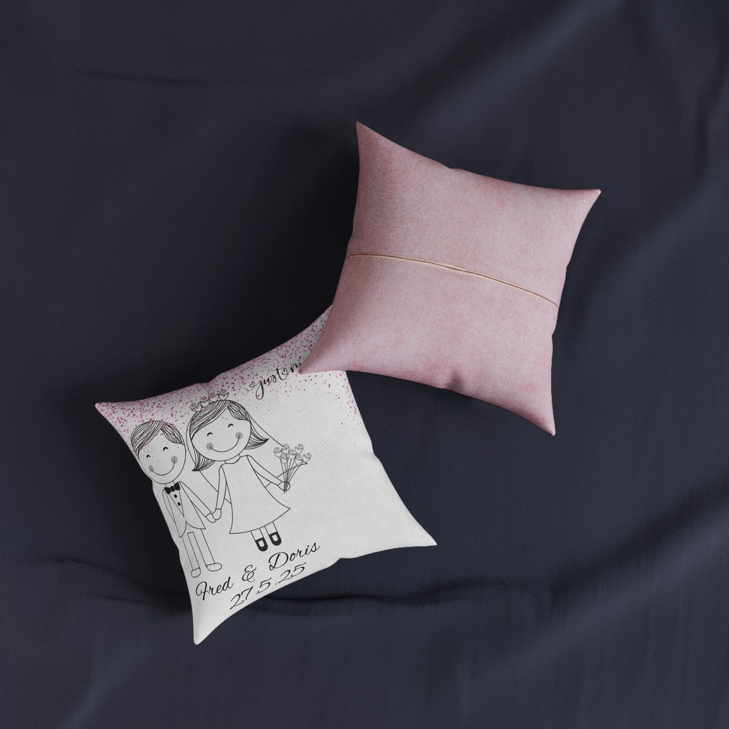 Personalized Wedding Square Pillow - Custom Name & Date, Wedding Gift, Home Decor, Anniversary, Bridal Shower, Engagement