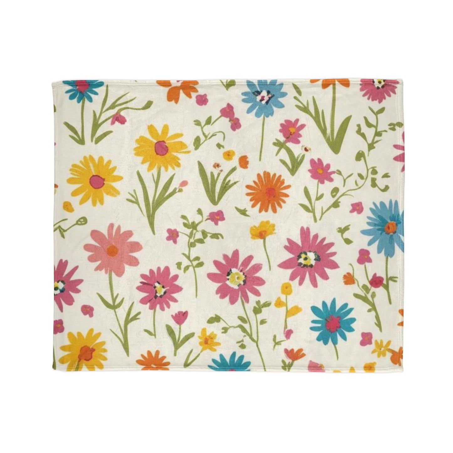 Bright Floral Soft Polyester Blanket - Perfect for Cozying Up & Home Decor