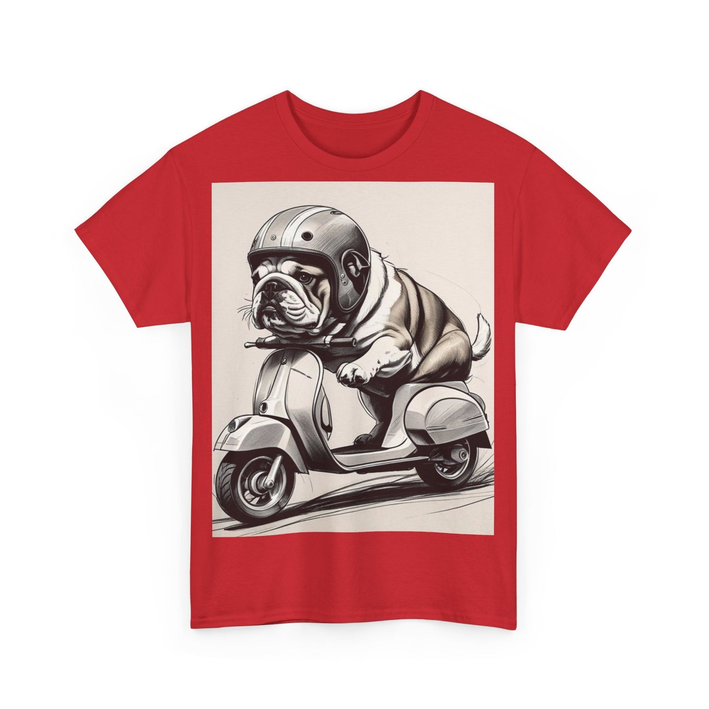 Cool Bulldog Scooter Tee, Unisex Cotton T-Shirt, Dog Lover Gift, Vintage Style Shirt, Fun Pet Apparel, Casual Wear