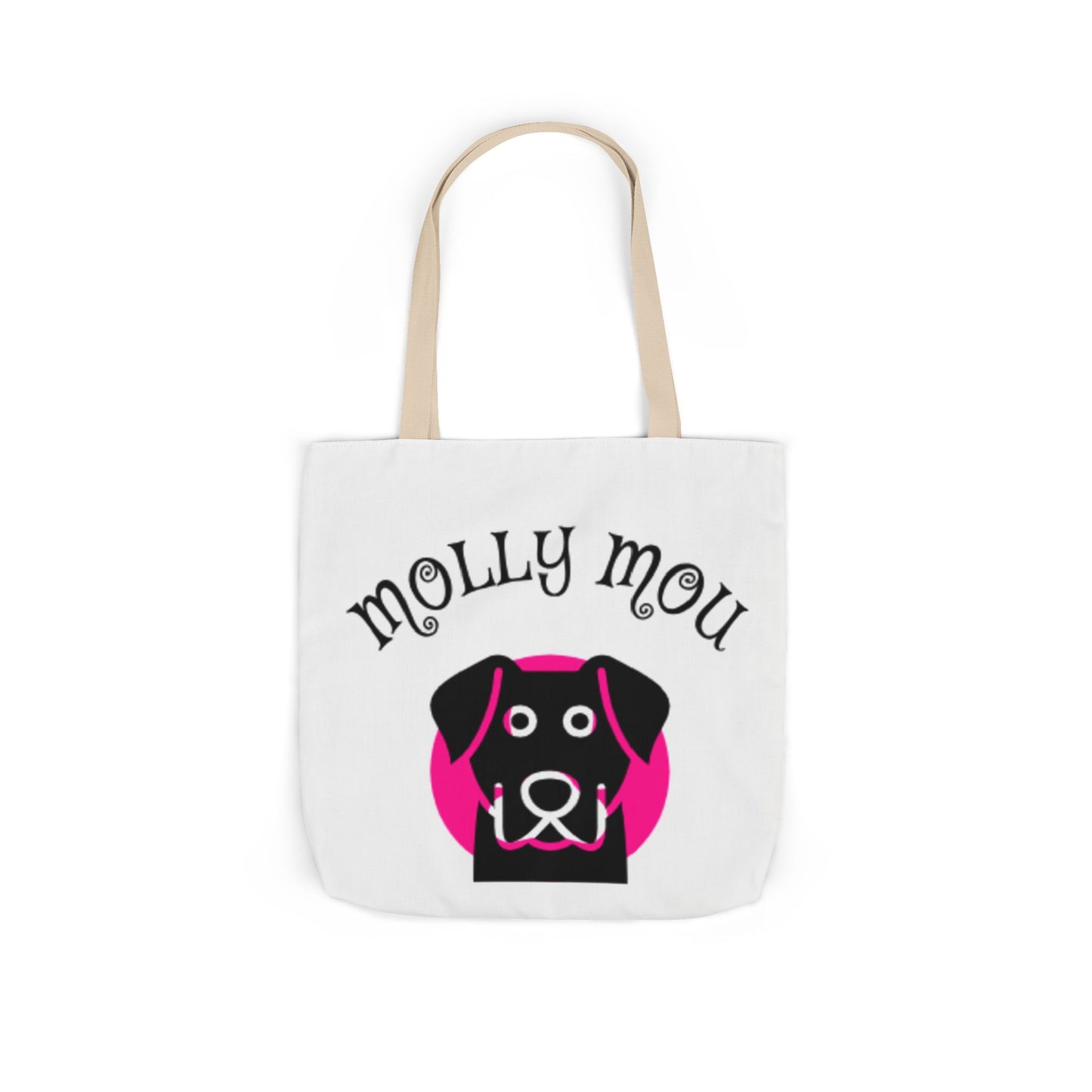 Personalized Dog Lover Canvas Tote Bag - Molly Mou Design with 5-Color Straps