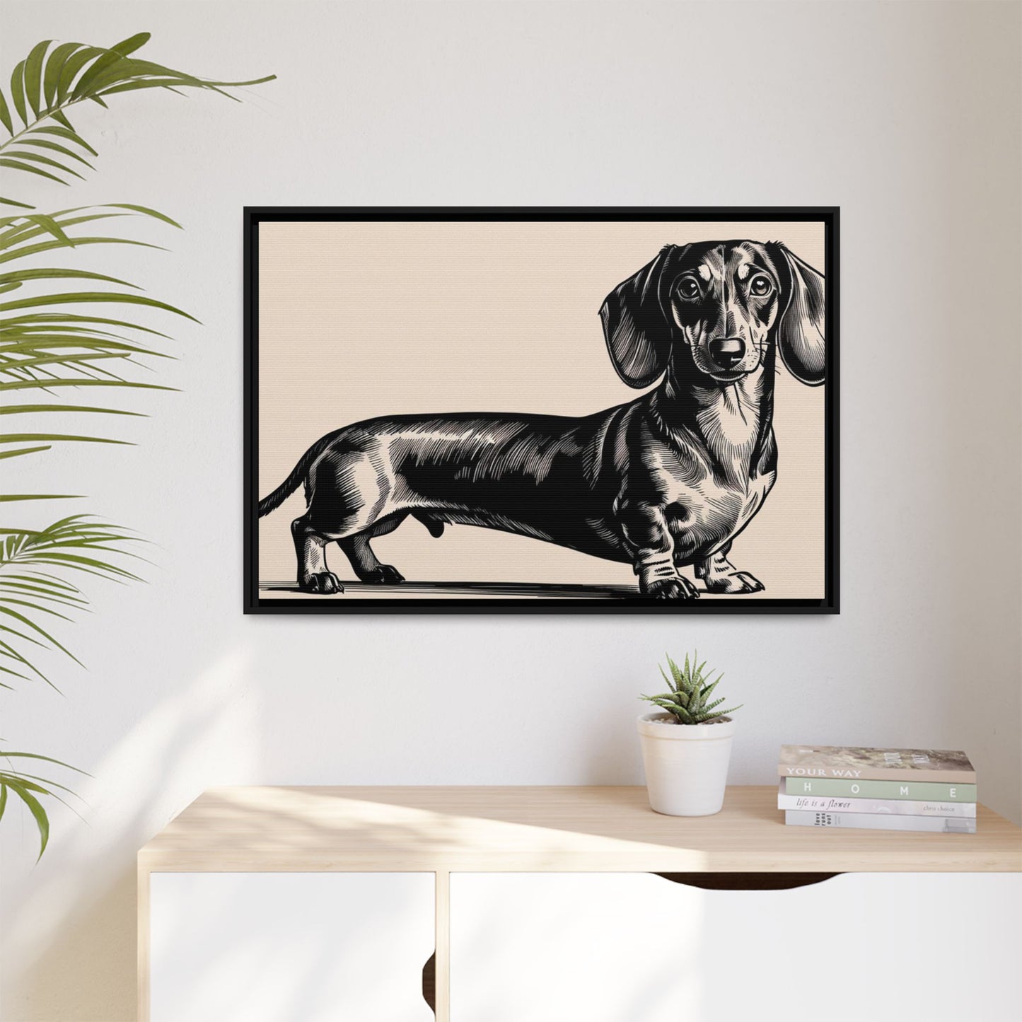 Dachshund Art Print - Charming Framed Canvas Decor for Dog Lovers