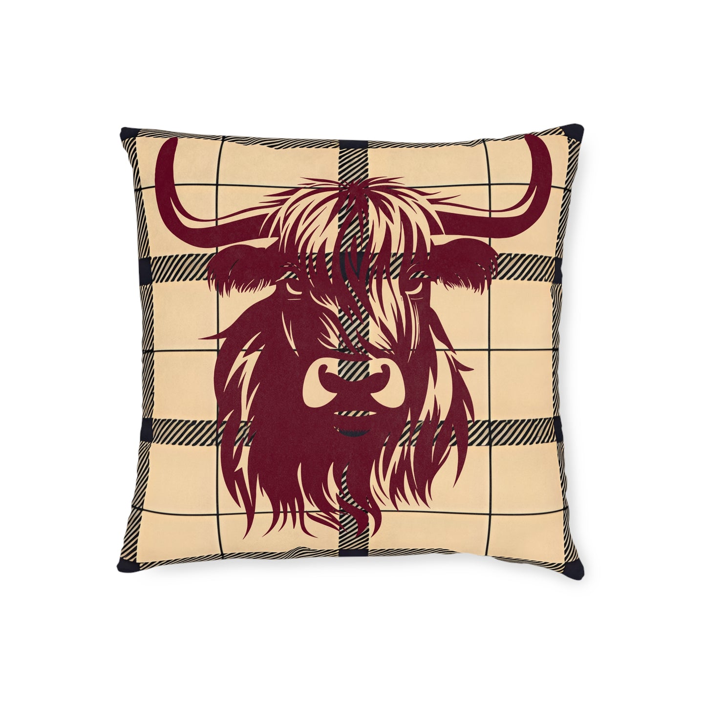 Highland Cow Square Pillow, Cozy Animal Decor, Rustic Home Accent, Farmhouse Gift, Perfect for Couches and Bedrooms