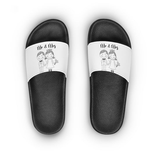 Mr & Mrs Wedding Slide Sandals | Personalized Bride & Groom Slip-Ons | Perfect Gift for Newlyweds