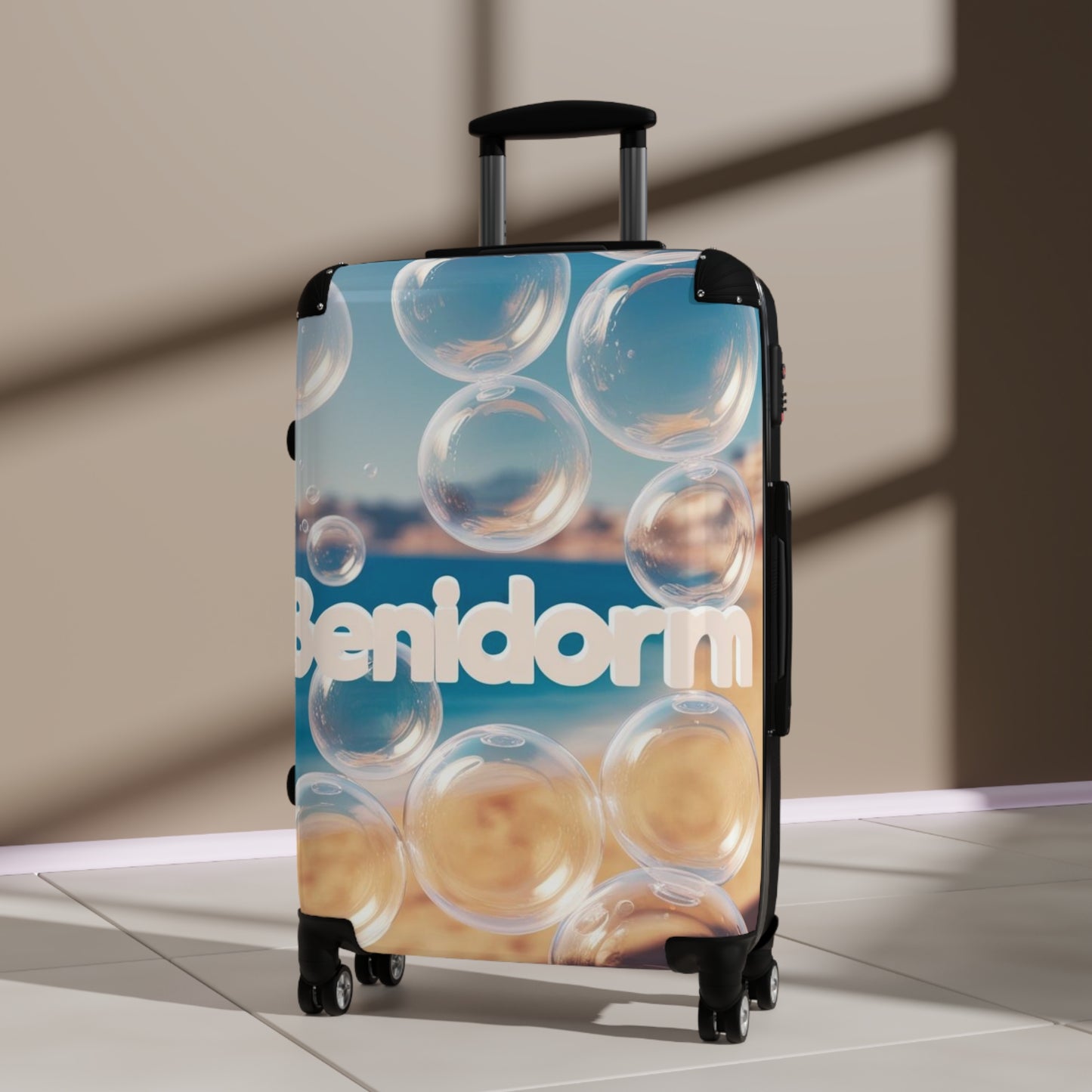 Benidorm Bubble Design Suitcase - Stylish Travel Luggage for Beach Lovers