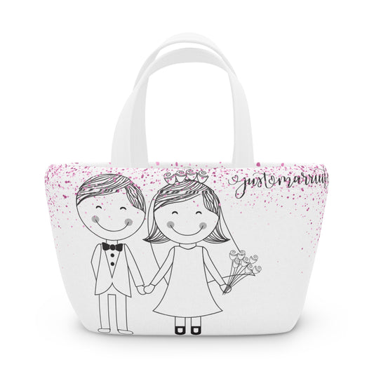 Personalized Wedding Lunch Bag, Custom Honeymoon Bag, Wedding Gift, Bride and Groom Tote, Bridal Shower Favor, Cute Couple Design
