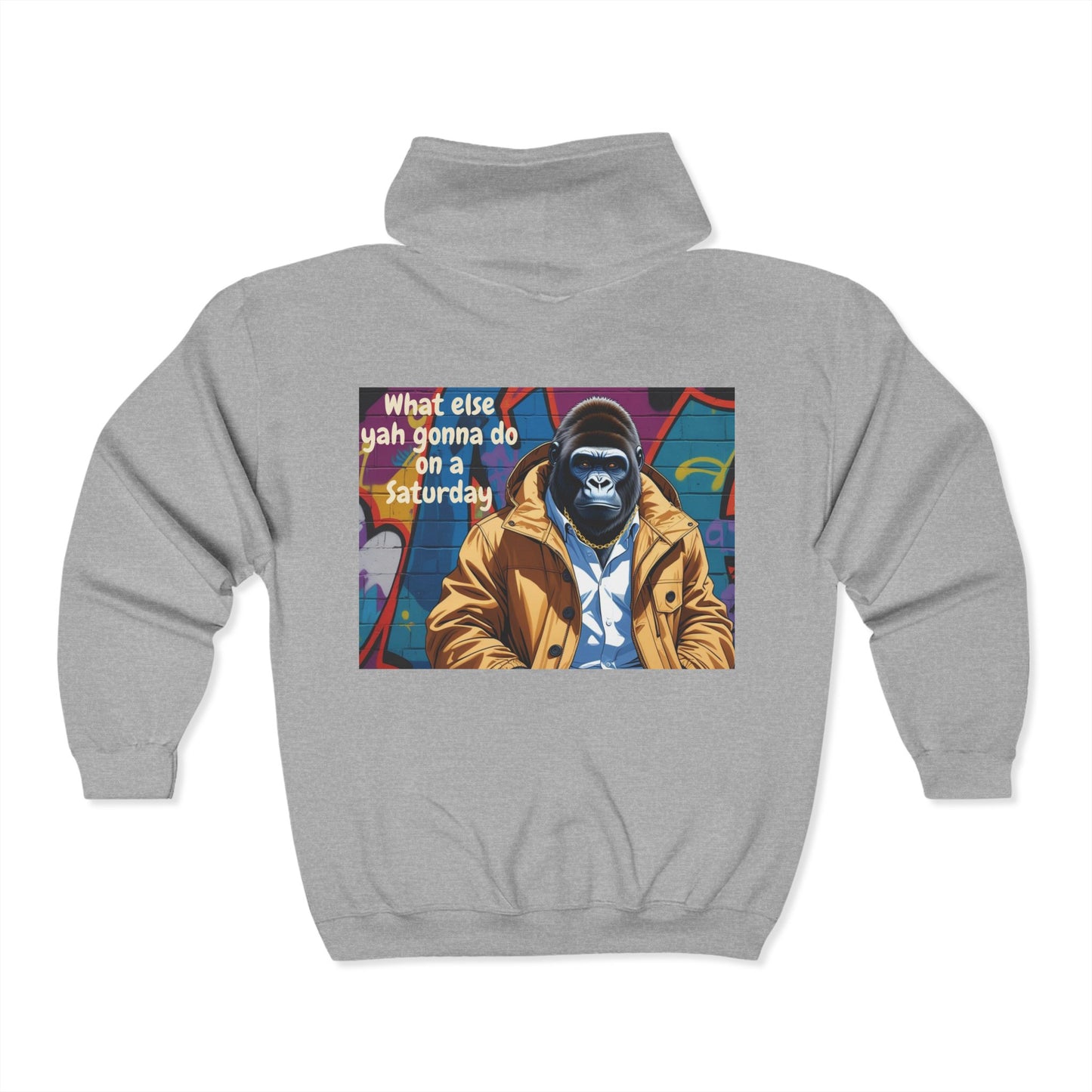 Chill Vibes Zip Hoodie | Gorilla Art Design, Funny Sweatshirt, Weekend Wear, Statement Piece, Gift for Him/Her