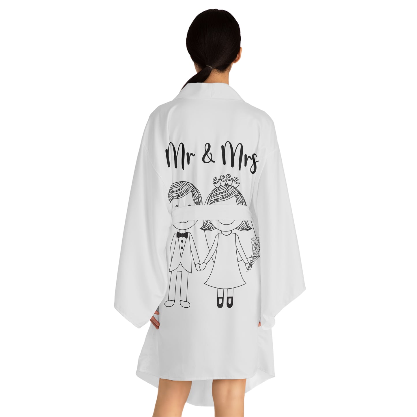 Mr & Mrs Long Sleeve Kimono Robe, Wedding Gift, Bride and Groom Robe, Matching Couple Robes, Honeymoon Attire