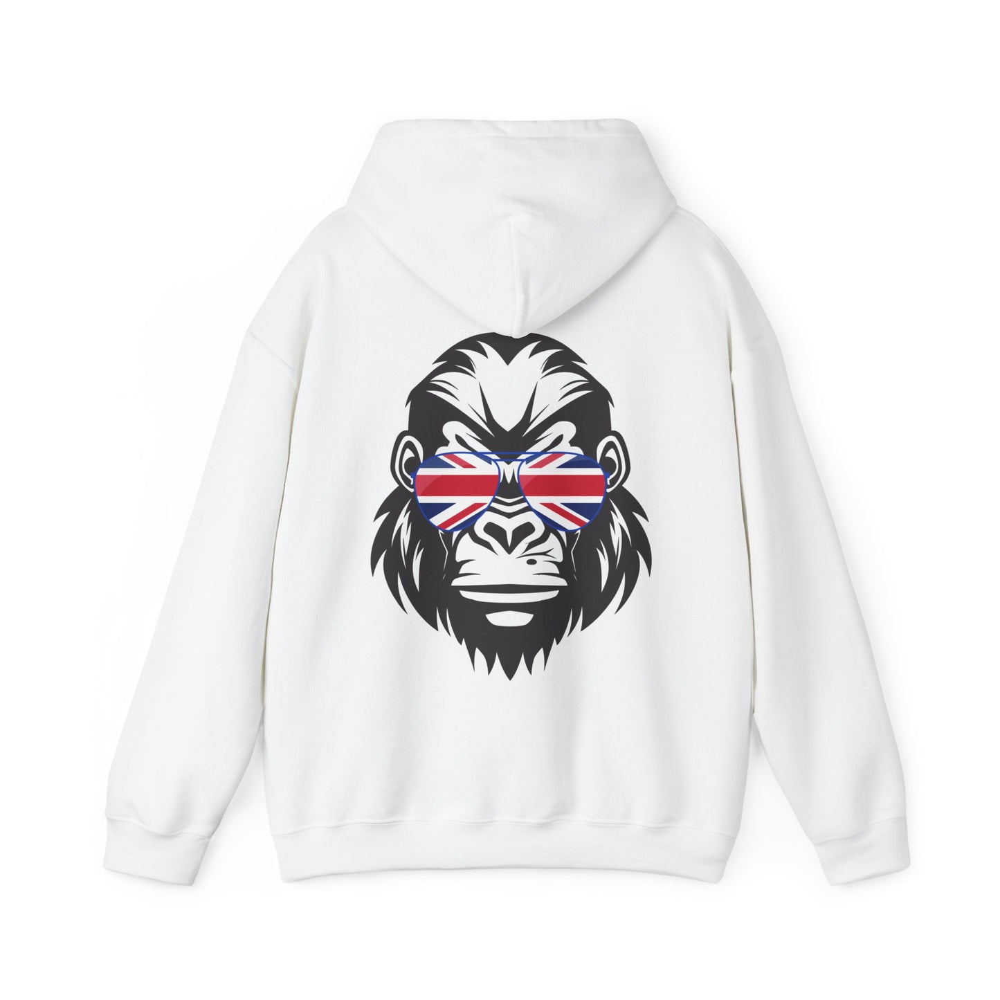 Union Jack Gorilla Hoodie - Fun British Sweatshirt for Street Style, Gift for Animal Lovers, Unique Unisex Clothing