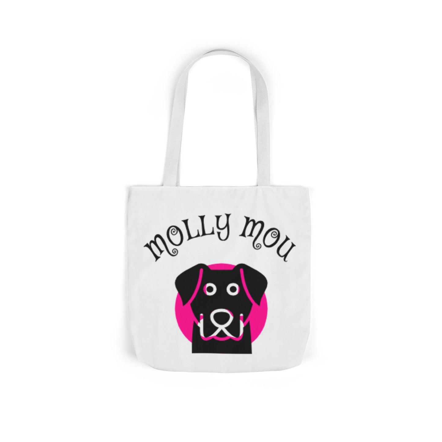 Personalized Dog Lover Canvas Tote Bag - Molly Mou Design with 5-Color Straps