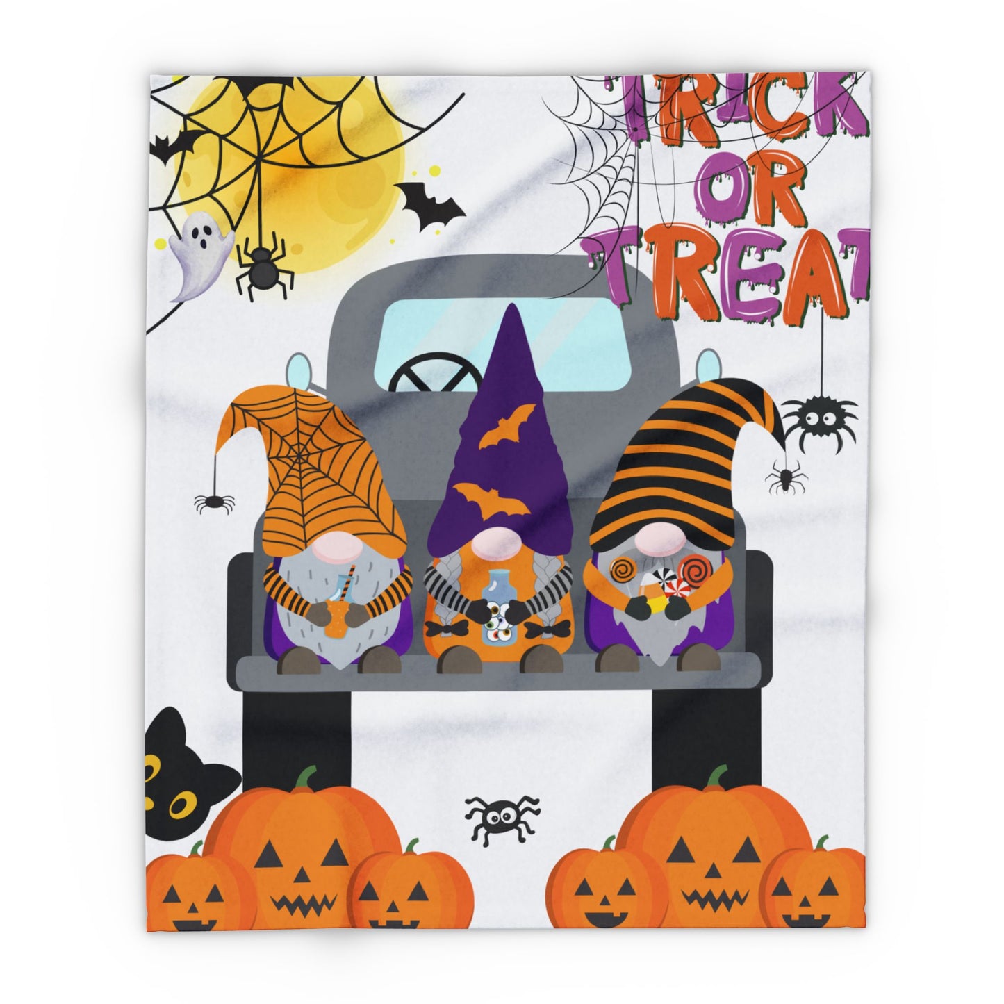 Halloween Fleece Blanket, Cozy Throw, Trick or Treat Decor, Pumpkin Blanket, Seasonal Home Accents