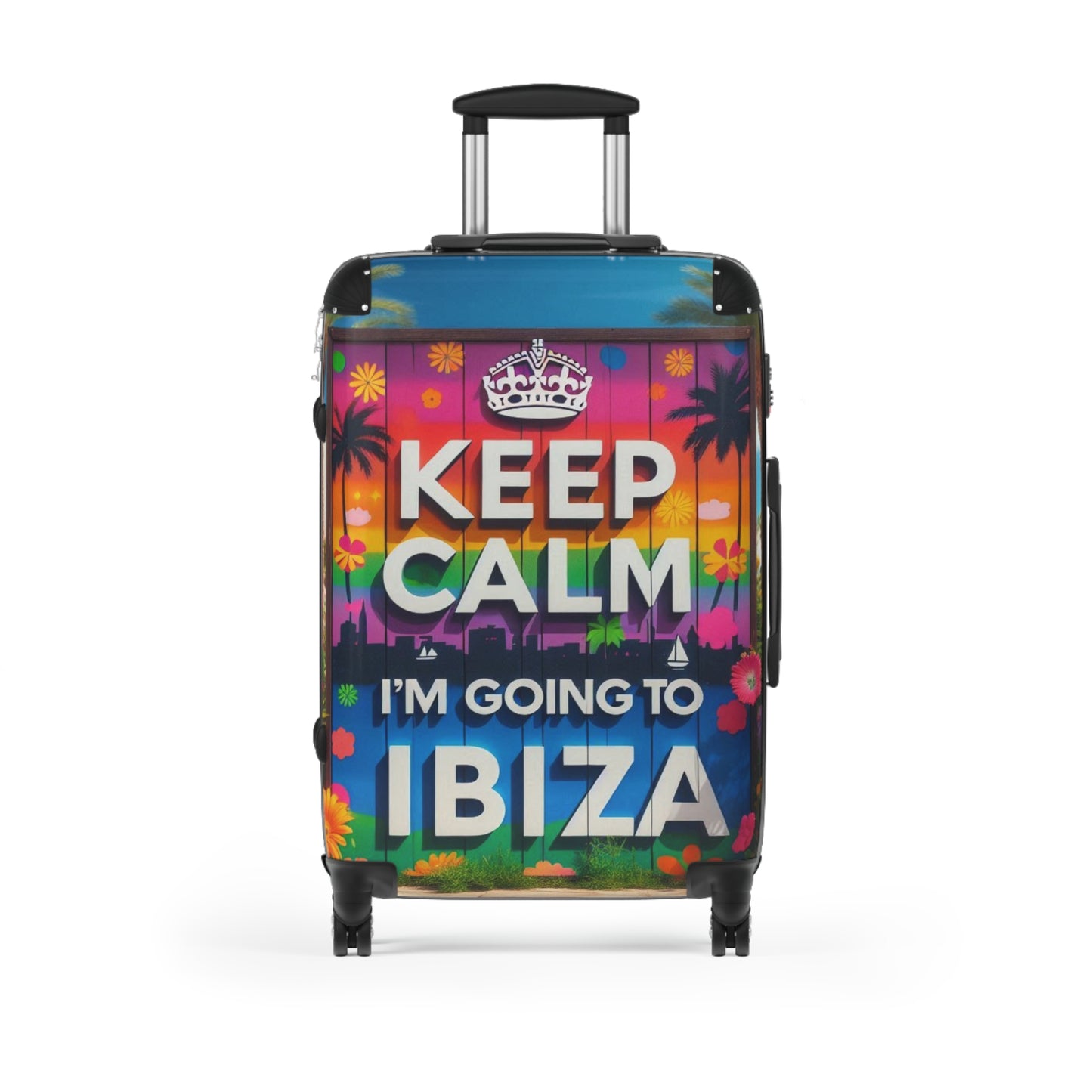 Colorful Ibiza Travel Suitcase - Keep Calm Design