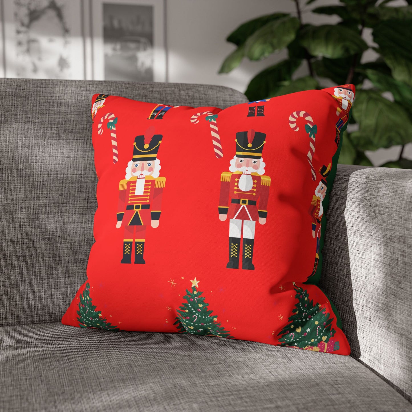 Nutcracker Christmas Pillowcase — Festive Red Holiday Throw Pillow Cover