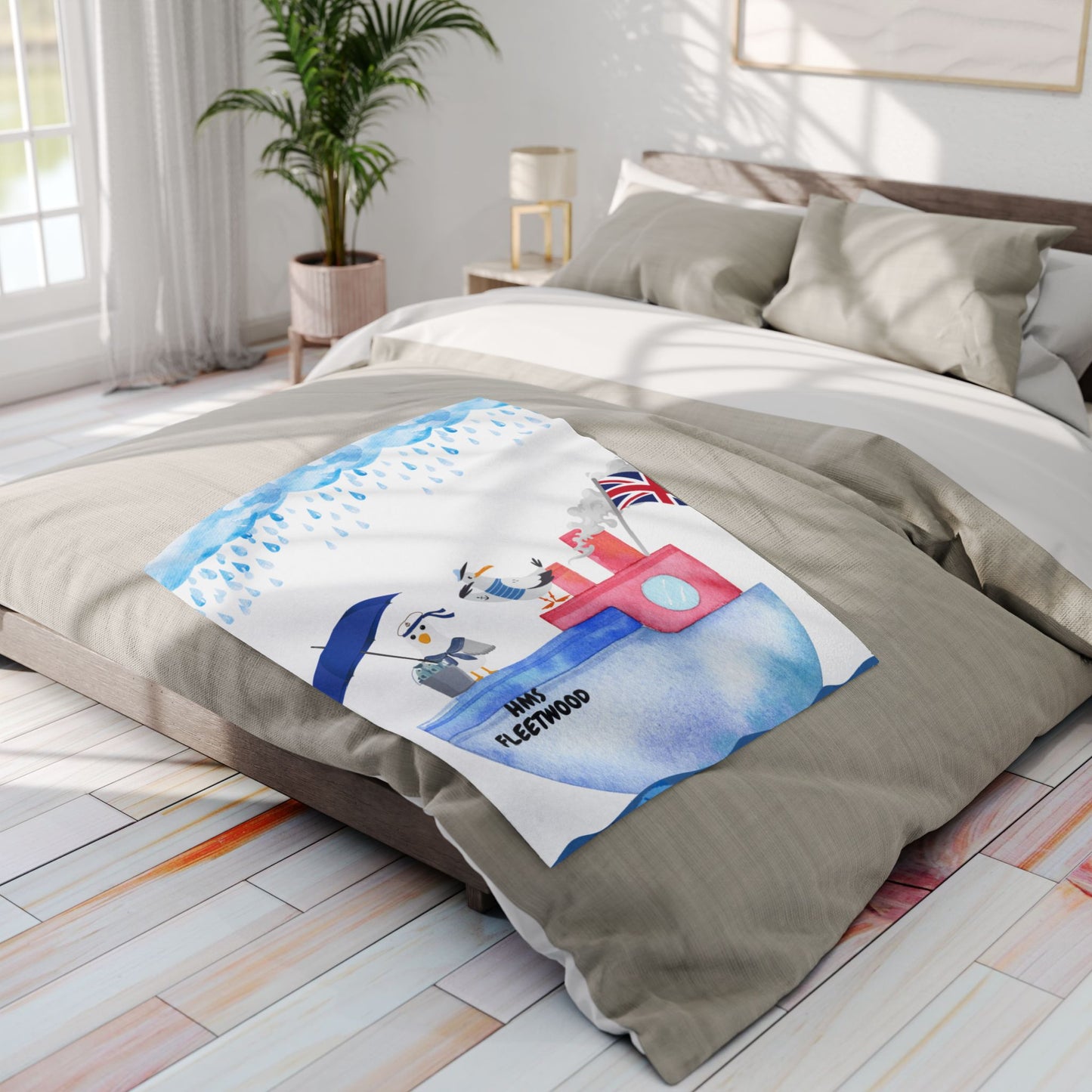 Whimsical Coastal Fleece Blanket - Perfect for Cozy Evenings, Beach Lovers, Summer, Nautical Decor, Gift Idea