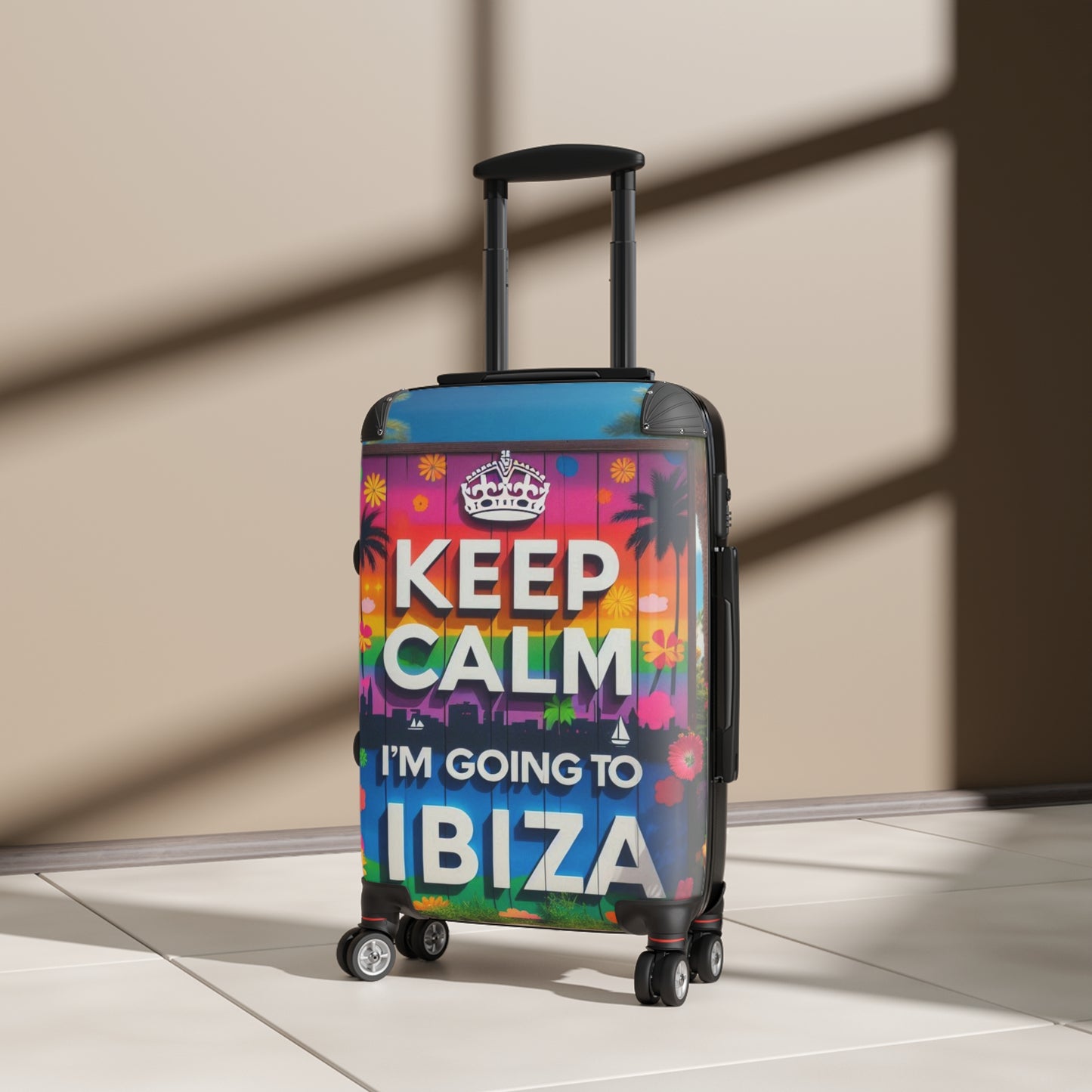 Colorful Ibiza Travel Suitcase - Keep Calm Design