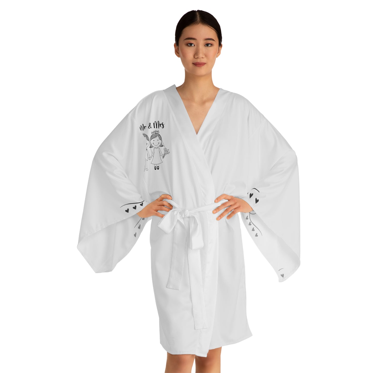 Mr & Mrs Long Sleeve Kimono Robe, Wedding Gift, Bride and Groom Robe, Matching Couple Robes, Honeymoon Attire