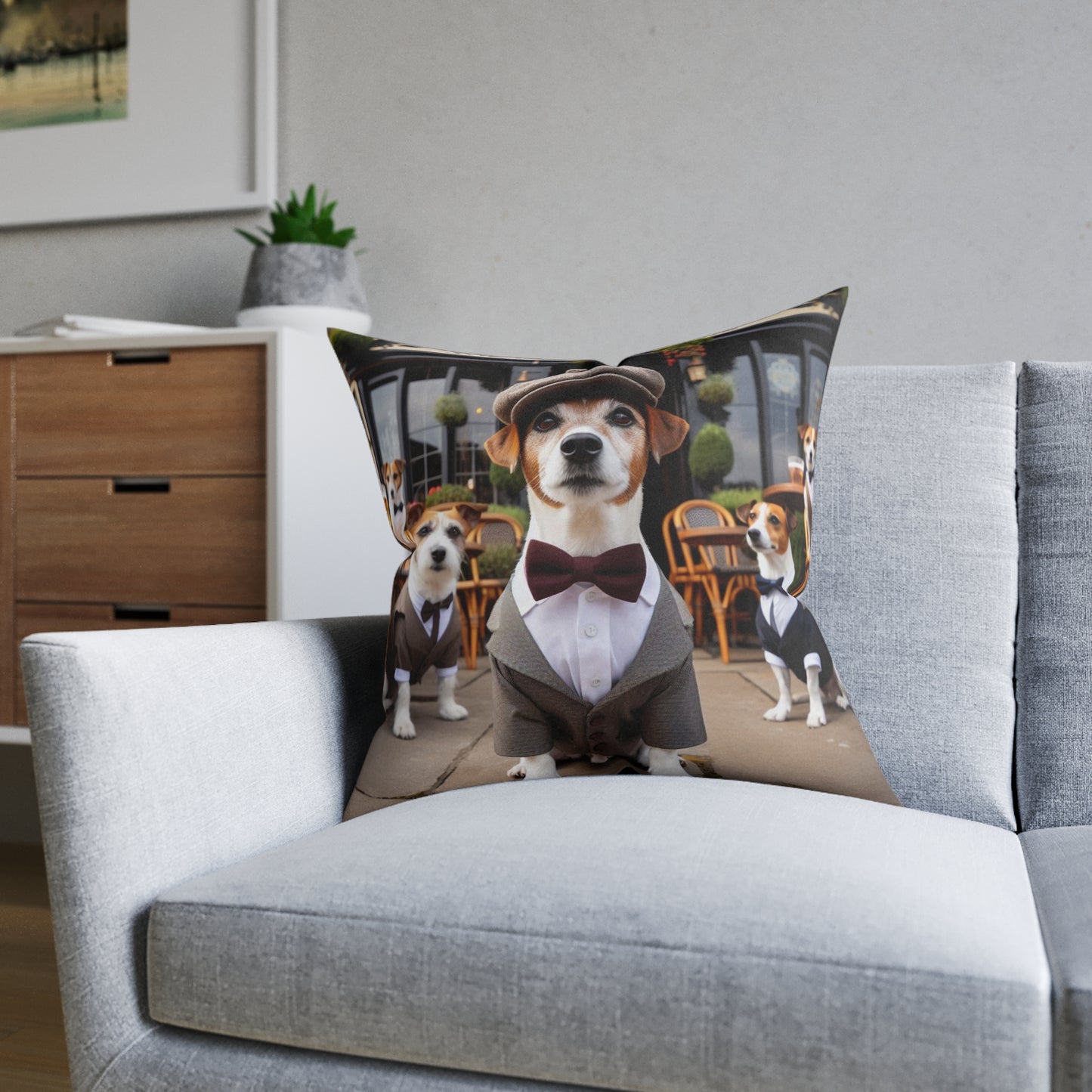 Dapper Dog Square Pillow - Stylish Pet Decor for Dog Lovers