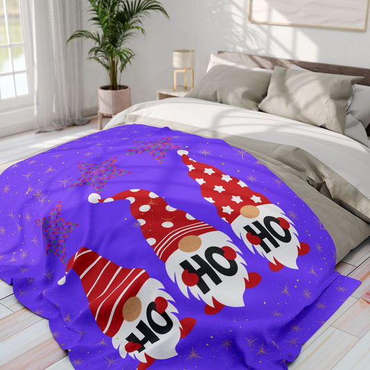 Cozy Holiday Gnome Fleece Blanket, Soft Throw Blanket, Winter Decor, Gift for Christmas, Couch Blanket, Seasonal Home Accessory