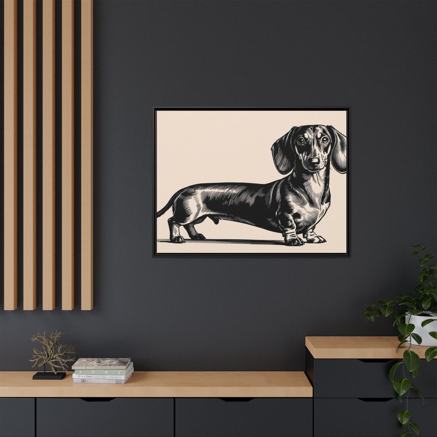 Dachshund Art Print - Charming Framed Canvas Decor for Dog Lovers