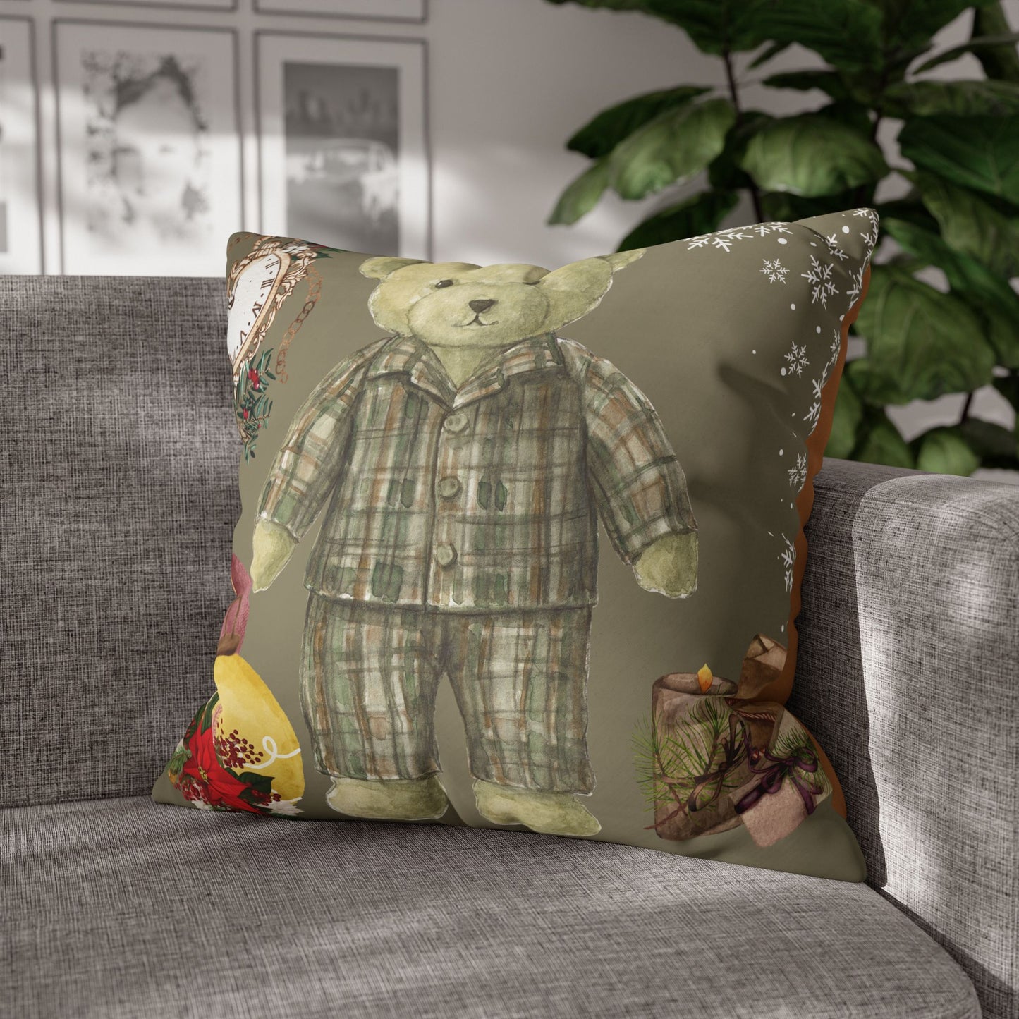 Vintage Teddy Bear Holiday Pillowcase