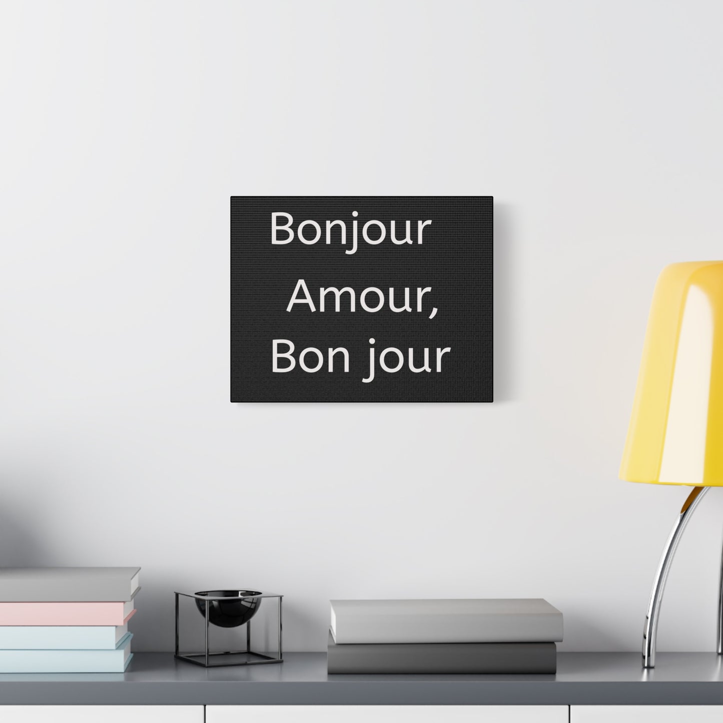 Inspirational Matte Canvas Wall Art – "Bonjour Amour, Bonjour"